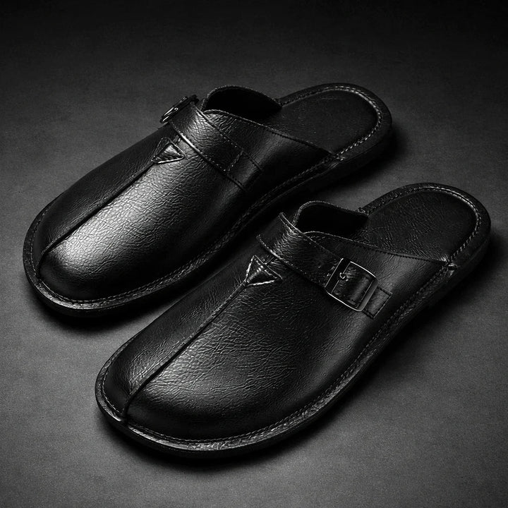 Mule z měkké kůže s přezkou – Řemeslný středomořský styl