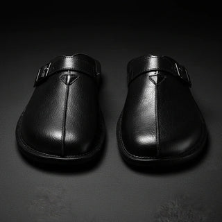 Mule z měkké kůže s přezkou – Řemeslný středomořský styl